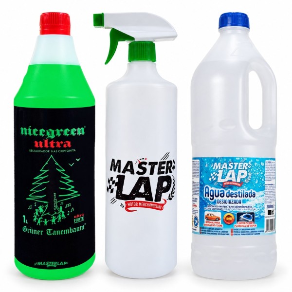 Nicegreen Ultra Pack Eléctrico - Limpiador Ecológico con Difusor + Agua Destilada 2L, para Coches Eléctricos y Hogar