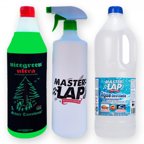 Nicegreen Ultra Pack Eléctrico - Limpiador Ecológico con Difusor + Agua Destilada 2L, para Coches Eléctricos y Hogar